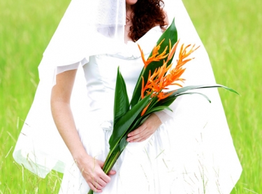 Candice the bride in a rural setting. ceremony marriage human dress.