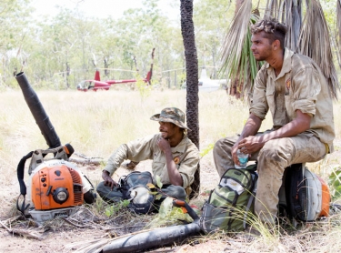 Warddeken Idigenous Protected Area - rangers control a wildfire in the southern area of the IPA, close to Kakadu