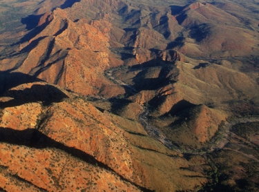 Aerial view of West Macdonnell Ranges, west of Alice Springs.