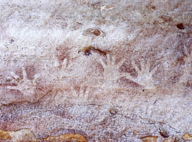 Limmen Bight NP - the rock formations of the Lost City in the east of the park. Aboriginal hand prints on the wall of rock. geology indigenous Photographer: David Hancock. Copyright: SkyScans